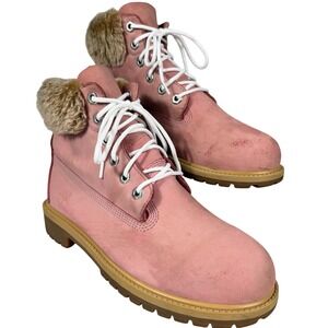 Timberland Girl Boot US 6 Pink Suede PrimaLoft 200g Faux Fur Y2K Coquette Winter